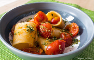 Pacchero con pomodorino, burrata e basilico - ristorantevenere